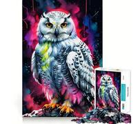 Puzzle da 1000 pezzi con gufo delle nevi ad acquerello, ideale per ragazzi Gioco di logica, rilassante e divertente, con taglio preciso e design artistico (50x75cm)