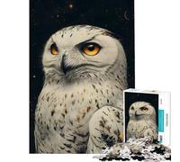 Puzzle da 1000 pezzi con gufo delle nevi e ritratto notturno Divertimento a casa decorazione artistica per la casa giocattolo per ragazzi dai 14 anni in su (38x26cm)