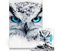 Puzzle da 1000 pezzi con gufo delle nevi in primo piano ideale per adolescenti per rafforzare la memoria rilassante e divertente con bordi lisci e perfetto per la lista dei desideri di Babbo Natale