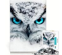 Puzzle da 1000 pezzi con gufo delle nevi in primo piano per adolescenti, stimola la memoria, rilassante, taglio premium, sorpresa di compleanno (38x52cm)