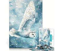 Puzzle da 1000 pezzi con gufo delle nevi in volo per adolescenti, gioco di logica mentale, tranquillo, con taglio preciso, ideale come regalo di Babbo Natale (38x26cm)