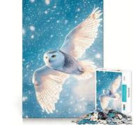 Puzzle da 1000 pezzi con gufo delle nevi in volo per adulti, gioco di logica antistress, taglio di precisione, regalo per le festività (50x75cm)