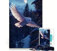 Puzzle da 1000 pezzi con gufo delle nevi in volo per adulti, gioco di logica, divertimento rilassante, pezzo da collezione con taglio preciso (38x52cm)