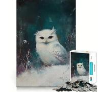 Puzzle da 1000 pezzi con gufo delle nevi per adulti, gioco di logica, rilassante e di precisione, ideale come regalo di Babbo Natale (38x52cm)