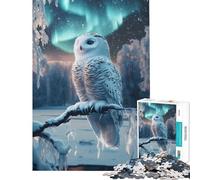 Puzzle da 1000 pezzi con gufo delle nevi sotto l'aurora boreale gioco educativo e rompicapo perfetto come regalo decorativo per uomini e donne (dimensioni 38x26cm)