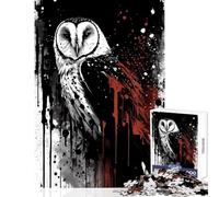 Puzzle da 1000 pezzi con gufo di palude dipinto a inchiostro,decorazione per la casa,giocattoli,ottimo regalo per giochi educativi,migliora l'amore tra coppie,dimensioni 38x52cm