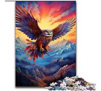 Puzzle da 1000 pezzi con gufo dipinto colorato in legno, idea regalo unica per la casa fai da te 50x75cm per adolescenti e famiglie, decorazione fai da te perfetta e sfida rompicapo