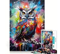 Puzzle da 1000 pezzi con gufo dipinto, poster di uccello, ideale per ragazzi, stimolante per la mente, per tutta la famiglia, con bordi precisi e un regalo memorabile (38x52cm)