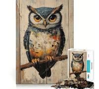 Puzzle da 1000 pezzi con gufo dipinto su pannello di legno, ideale per ragazzi, con memoria, leggero e rilassante, perfetto per assemblare immagini e creare (50x75cm)