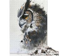 Puzzle da 1000 pezzi con gufo e acquerello per adulti e adolescenti, giochi educativi per la casa, giocattoli fai da te, regali di Natale, 1000 pezzi (75x50 cm)