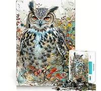 Puzzle da 1000 pezzi con gufo e animali selvatici per ragazzi, ideale per rafforzare la memoria, creare un'atmosfera rilassante e creare un'esperienza di qualità, un regalo classico (50x75cm)
