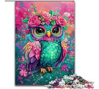 Puzzle da 1000 pezzi con gufo e fiori per adulti e ragazzi, adatto dai 14 anni in su, idee regalo per migliorare la memoria (50x75cm)