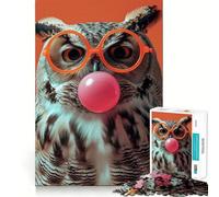 Puzzle da 1000 pezzi con gufo e gomma da masticare per adulti Puzzle che migliora la memoria, ideale per il relax, con tagli precisi Regalo perfetto per le vacanze (38x26cm)
