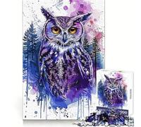 Puzzle da 1000 pezzi con gufo e schizzi di vernice per adolescenti, ideale per rafforzare la memoria, creare un'atmosfera rilassante e creare un'atmosfera di qualità Regalo classico (38x52cm)