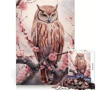 Puzzle da 1000 pezzi con gufo e uccello ad acquerello per adulti, attività rilassante per potenziare la memoria, incastro perfetto, regalo per le vacanze (38x52cm)