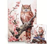 Puzzle da 1000 pezzi con gufo e uccello ad acquerello per adulti, ideale per stimolare la creatività, un passatempo leggero e rilassante, perfetto come regalo di Natale (38x52cm)