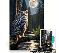 Puzzle da 1000 pezzi con gufo, foresta e luna per adulti, gioco cognitivo per momenti di condivisione, assemblaggio di modelli, oggetto ideale per i desideri di Babbo Natale (38x26cm)