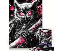 Puzzle da 1000 pezzi con gufo guerriero samurai e animale per adolescenti, gioco di logica e abilità, momento di relax, taglio preciso, (38x26cm)