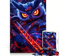 Puzzle da 1000 pezzi con gufo guerriero samurai per ragazzi, gioco di logica, divertimento per tutta la famiglia, taglio di qualità, regalo elegante (50x75cm)