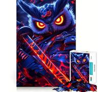Puzzle da 1000 pezzi con gufo guerriero samurai per ragazzi, gioco di logica, divertimento per tutta la famiglia, taglio di qualità, regalo elegante (50x75cm)