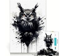 Puzzle da 1000 pezzi con gufo in bianco e nero per adulti, ideale per migliorare la memoria, per un momento di relax rilassante, con tagli precisi, perfetto come regalo per le vacanze (50x75cm)