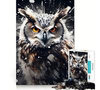 Puzzle da 1000 pezzi con gufo in bianco e nero per ragazzi, gioco di logica, giocattolo per la casa, divertimento assicurato, taglio preciso, regalo perfetto (50x75cm)