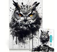 Puzzle da 1000 pezzi con gufo in bianco e nero per ragazzi, gioco rilassante con bordi netti, regalo di alta qualità (50x75cm)