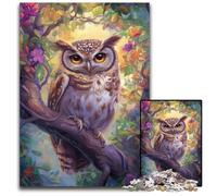 Puzzle da 1000 pezzi con gufo in piedi su un albero, in legno, design intricato per adolescenti, decorazioni fai da te e divertimento che stimola la mente, 50x75cm