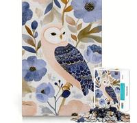 Puzzle da 1000 pezzi con gufo in un'illustrazione floreale ad acquerello ideale per ragazzi stimola la logica allevia la tensione con bordi di qualità perfetto come regalo di Babbo Natale (38x52cm)