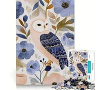 Puzzle da 1000 pezzi con gufo in un'illustrazione floreale ad acquerello ideale per ragazzi stimola la logica allevia la tensione con bordi di qualità perfetto come regalo di Babbo Natale (50x75cm)