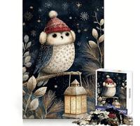 Puzzle da 1000 pezzi con gufo invernale e lanterna, ideale per ragazzi Attività stimolante per la mente, tempo ben speso, bordi precisi, regalo speciale (50x75cm)