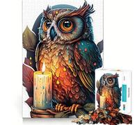 Puzzle da 1000 pezzi con gufo luminoso e saggezza per adolescenti, gioco di logica e abilità, morbido, rilassante, taglio preciso, regalo prezioso (50x75cm)