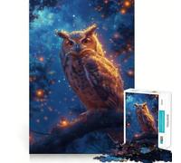 Puzzle da 1000 pezzi con gufo mistico al neon per adulti, stimolante per la mente, ideale per momenti di relax, con bordi precisi (38x26cm)