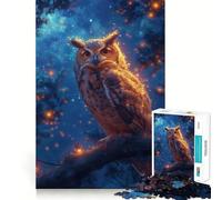 Puzzle da 1000 pezzi con gufo mistico al neon per adulti, stimolante per la mente, ideale per momenti di relax, con bordi precisi (38x52cm)