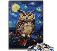 Puzzle da 1000 pezzi con gufo nel cielo notturno, gioco educativo, sfida, giocattolo, decorazione da parete, regali unici per compleanno e Natale, 50x75cm