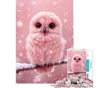 Puzzle da 1000 pezzi con gufo rosa in inverno Un gioco avvincente per coltivare la pazienza rilassante e stimolante ideale come regalo educativo per il Secret Santa (dimensioni 38x52cm)