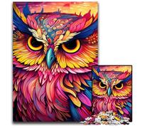 Puzzle da 1000 pezzi con gufo rosa, puzzle in legno, relax e sfida, decorazione colorata per la casa, amici, 50x75CM/19,68x29,52 pollici.