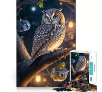 Puzzle da 1000 pezzi con gufo saggio appollaiato per adulti,esercizio mentale,taglio di precisione,bordi lisci,rilassante attività di gruppo al chiuso (38x52cm)