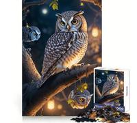 Puzzle da 1000 pezzi con gufo saggio appollaiato per adulti, ideale per stimolare la memoria e creare un'atmosfera serena, con bordi definiti e un regalo perfetto (38x26cm)