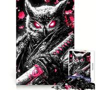 Puzzle da 1000 pezzi con gufo samurai guerriero, animale, per adulti, sfida mentale, antistress, ritaglio chiaro, decorazione da parete (50x75cm)