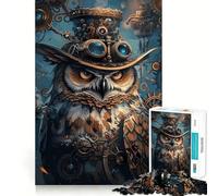 Puzzle da 1000 pezzi con gufo steampunk per adulti,gioco di memoria divertente con componenti robusti e ben definiti, alleviare lo stress (50x75cm)