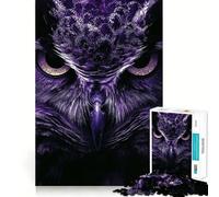 Puzzle da 1000 pezzi con gufo viola in primo piano per adulti, ideale per rafforzare la memoria e il legame familiare, con bordi netti, perfetto come regalo di compleanno (38x52cm)