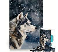 Puzzle da 1000 pezzi con husky siberiano nella neve, ideale per ragazzi Gioco di logica semplice e divertente, perfetto per il tempo libero, ideale come regalo di compleanno 38x26cm