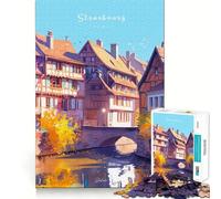 Puzzle da 1000 pezzi con i canali di Strasburgo, taglio preciso, decorazione per la logica, il pensiero, il gioco rilassante, regalo di Natale (50x75cm)