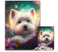Puzzle da 1000 pezzi con il bellissimo West Highland Terrier, per adulti, perfetto per Halloween, Natale e regalo di compleanno, 50x75CM/19,68x29,52 pollici.