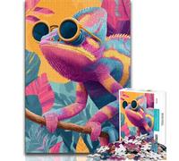Puzzle da 1000 pezzi con il camaleonte che indossa gli occhiali,regalo per adulti,per ammazzare il tempo durante le vacanze Ogni pezzo è unico Gioco divertente e stimolante per tutta la famiglia