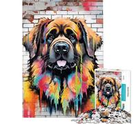 Puzzle da 1000 pezzi con il cane Leonberger e graffiti sfida di intelligenza e creatività gioco avvincente per famiglie e coppie regalo artistico (dimensioni 38x52cm)