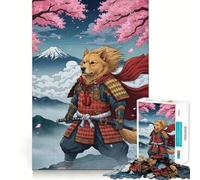 Puzzle da 1000 pezzi con il cane samurai e il monte Fuji, ideale per ragazzi Stimola la memoria, allevia la tensione e crea un'opera d'arte raffinata (38x26cm)