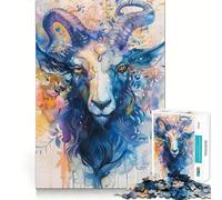 Puzzle da 1000 pezzi con il Capricorno dipinto ad acquerello,bordo fine,gioco creativo per lo sviluppo della mente e il relax,regalo di Natale (38x26cm)