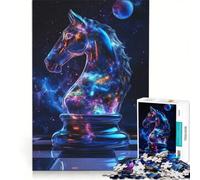 Puzzle da 1000 pezzi con il Cavaliere Cosmico e i pezzi degli scacchi, gioco rompicapo, rilassante e stimolante per l'intelletto, ideale come regalo per tutta la famiglia 50x75cm